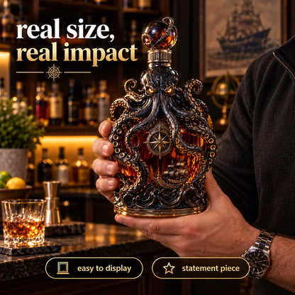 🐙kraken Voyage Octopus Whiskey Decanter | Gothic Nautical Bar Centerpiece