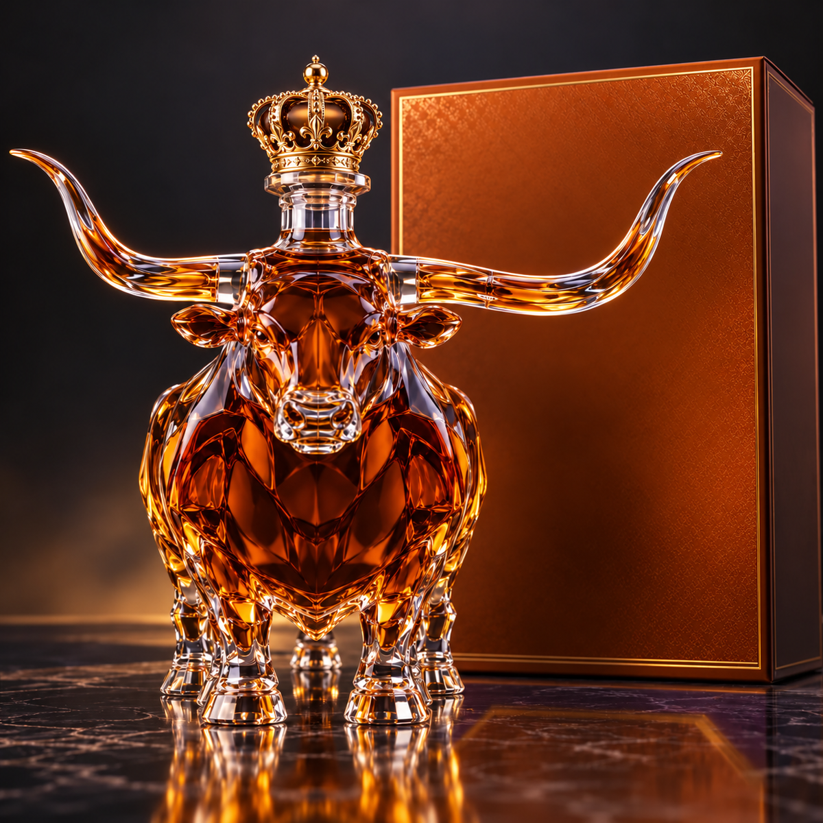 Royal Bull decanter detail