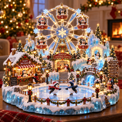 🎡 Penguin Christmas Funfair | Lighted Animated Christmas Village