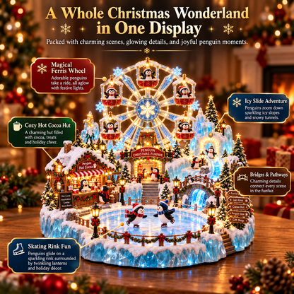 🎡 Penguin Christmas Funfair | Lighted Animated Christmas Village