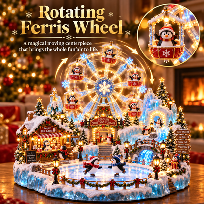 🎡 Penguin Christmas Funfair | Lighted Animated Christmas Village