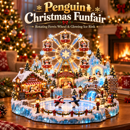 🎡 Penguin Christmas Funfair | Lighted Animated Christmas Village