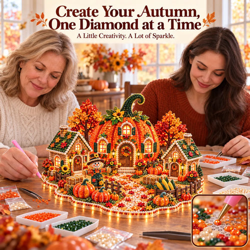🔥 Holiday Sale: 48% Off 🍂 DIY Sparkling Autumn Village — 3D Diamond Art Decoration Kit