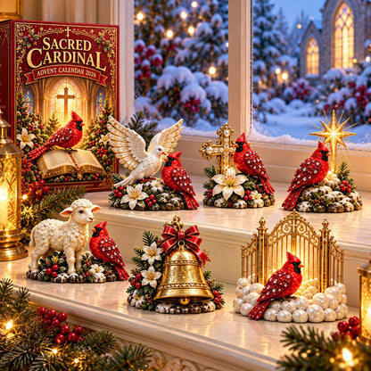 🔥Sacred Cardinal Advent Calendar 2026 – 24 Christian Keepsake Figurines of Faith, Hope & Christmas Blessings.