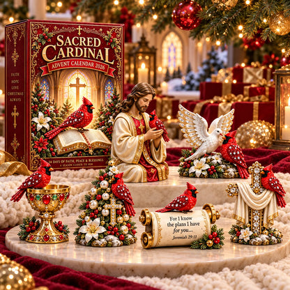 🔥Sacred Cardinal Advent Calendar 2026 – 24 Christian Keepsake Figurines of Faith, Hope & Christmas Blessings.