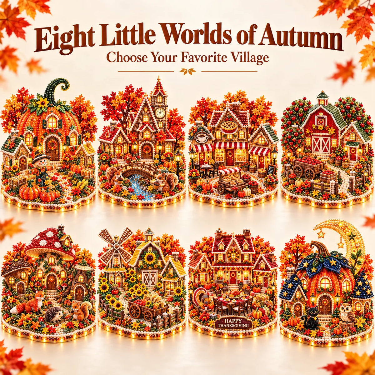 🔥 Holiday Sale: 48% Off 🍂 DIY Sparkling Autumn Village — 3D Diamond Art Decoration Kit