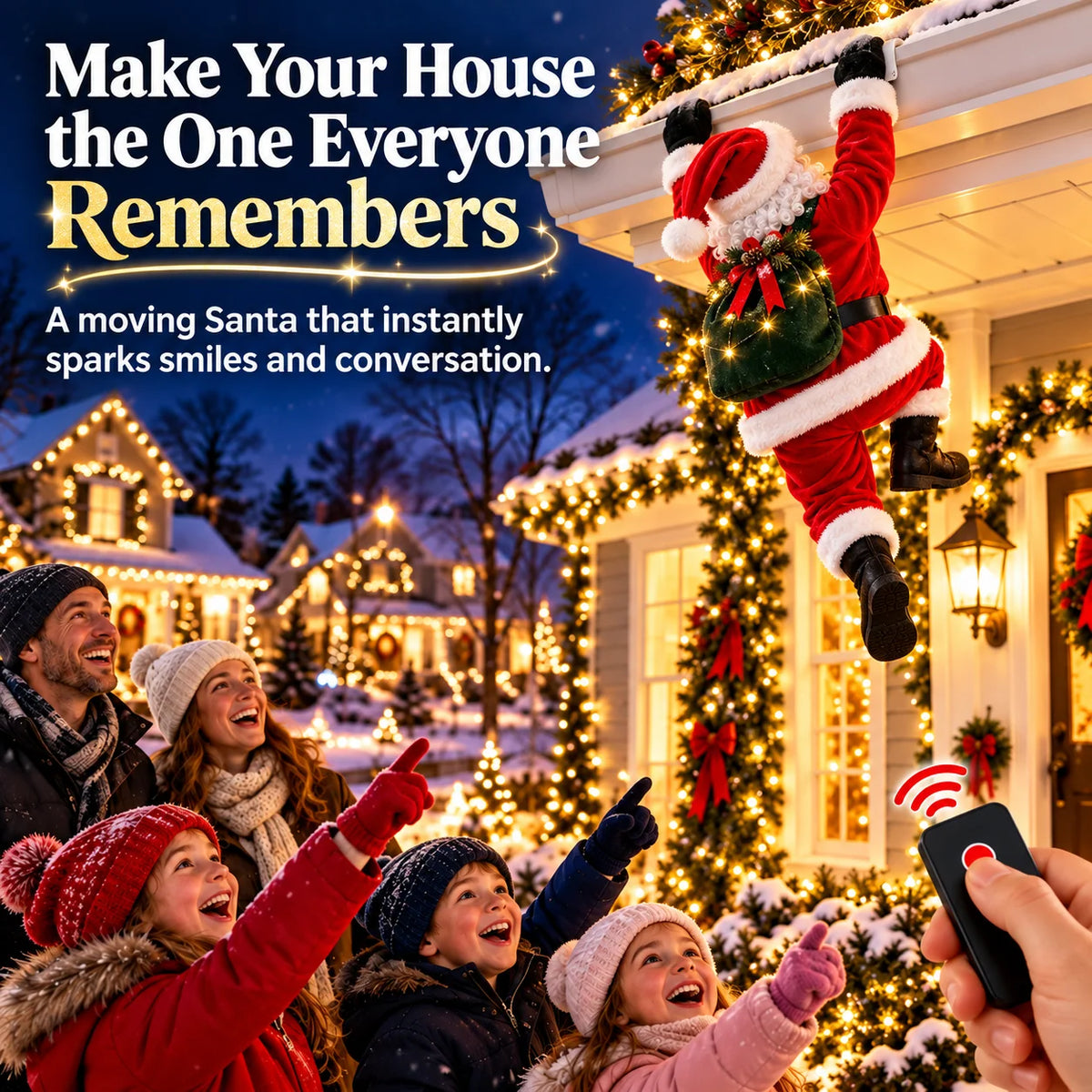🎄 Remote-Controlled Climbing Santa™ – Animated Christmas Roof & Gutter Hanging Decoration | Watch Santa Try to Climb Your Roof! 🎁🎅