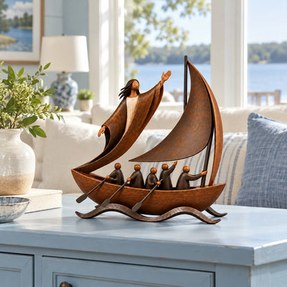 ⛵ When Life Gets Stormy, Let Faith Be Your Anchor — Peace in the Storm Sailboat Sculpture ✝️🥳