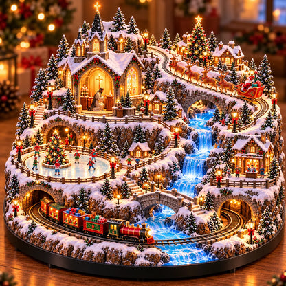 ✨🔥 LAST DAY 49% OFF 🔥 Lighted Animated Christmas Village with Train, Reindeer Sleigh & Waterfall