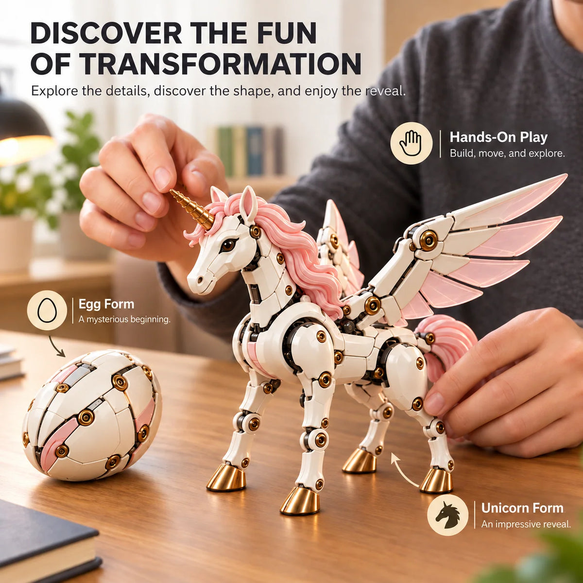 🥚🦄 UnicornMorph – Egg to Unicorn Transforming Mechanical Toy