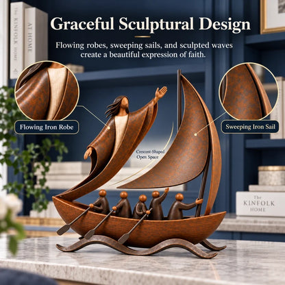 ⛵ When Life Gets Stormy, Let Faith Be Your Anchor — Peace in the Storm Sailboat Sculpture ✝️🥳