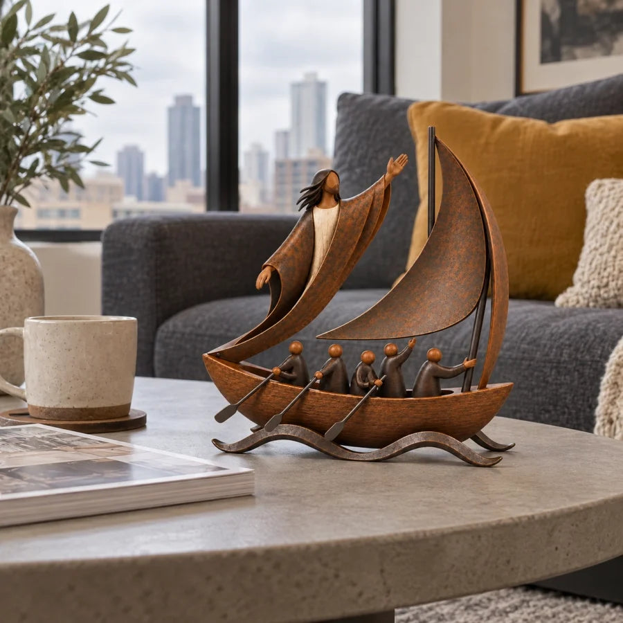 ⛵ When Life Gets Stormy, Let Faith Be Your Anchor — Peace in the Storm Sailboat Sculpture ✝️🥳