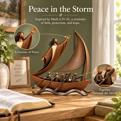 ⛵ When Life Gets Stormy, Let Faith Be Your Anchor — Peace in the Storm Sailboat Sculpture ✝️🥳