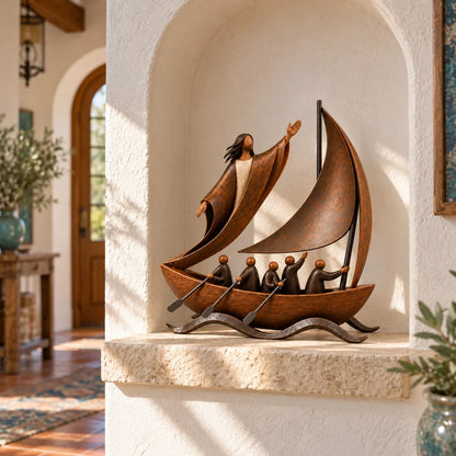 ⛵ When Life Gets Stormy, Let Faith Be Your Anchor — Peace in the Storm Sailboat Sculpture ✝️🥳