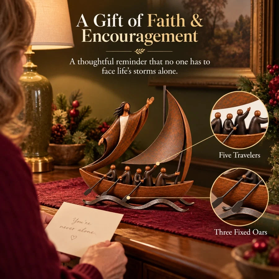 ⛵ When Life Gets Stormy, Let Faith Be Your Anchor — Peace in the Storm Sailboat Sculpture ✝️🥳