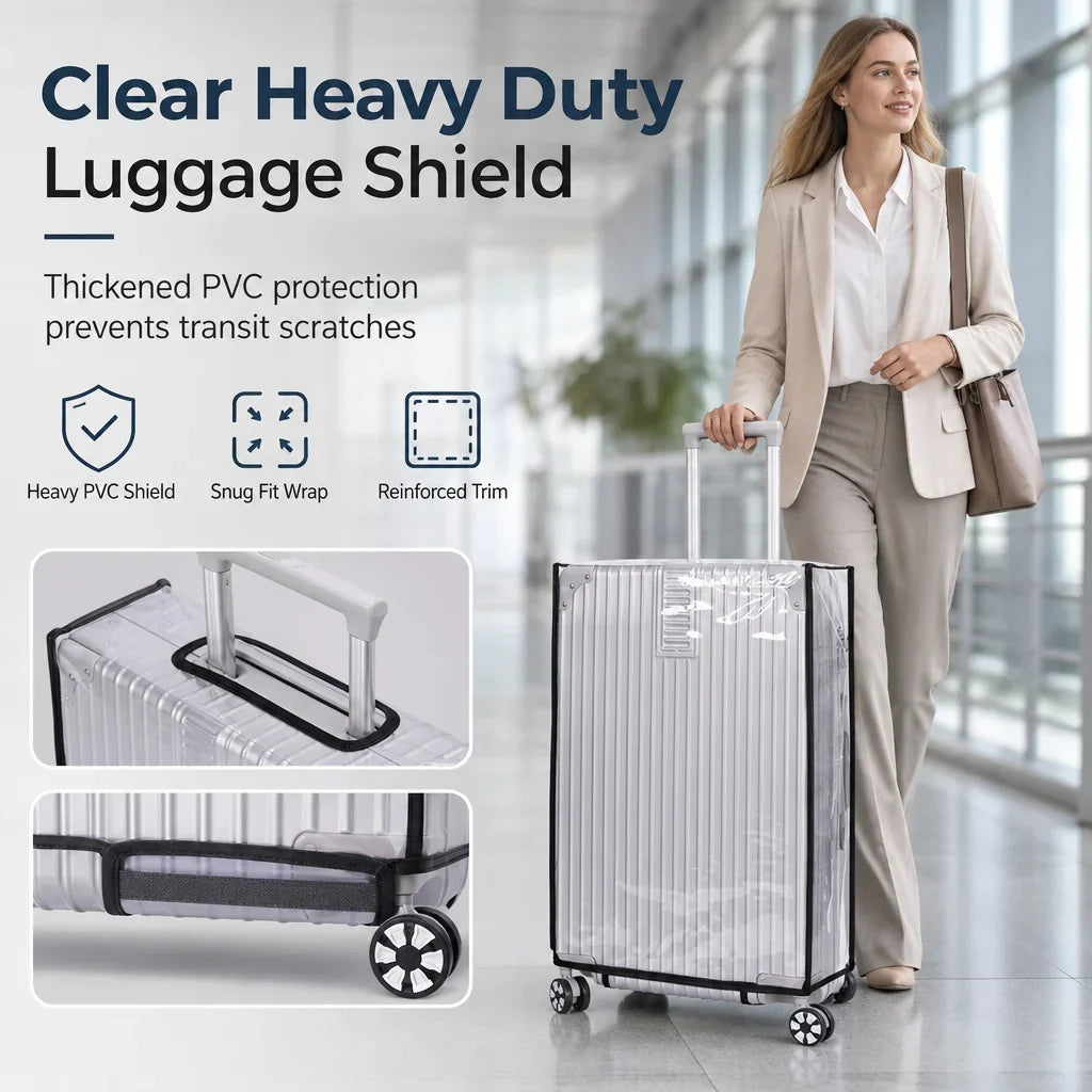 Protect Luggage Instantly! Clear PVC Suitcase Cover