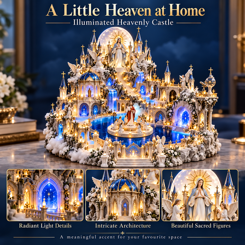Illuminated Heavenly Castle | Religious Tabletop Décor