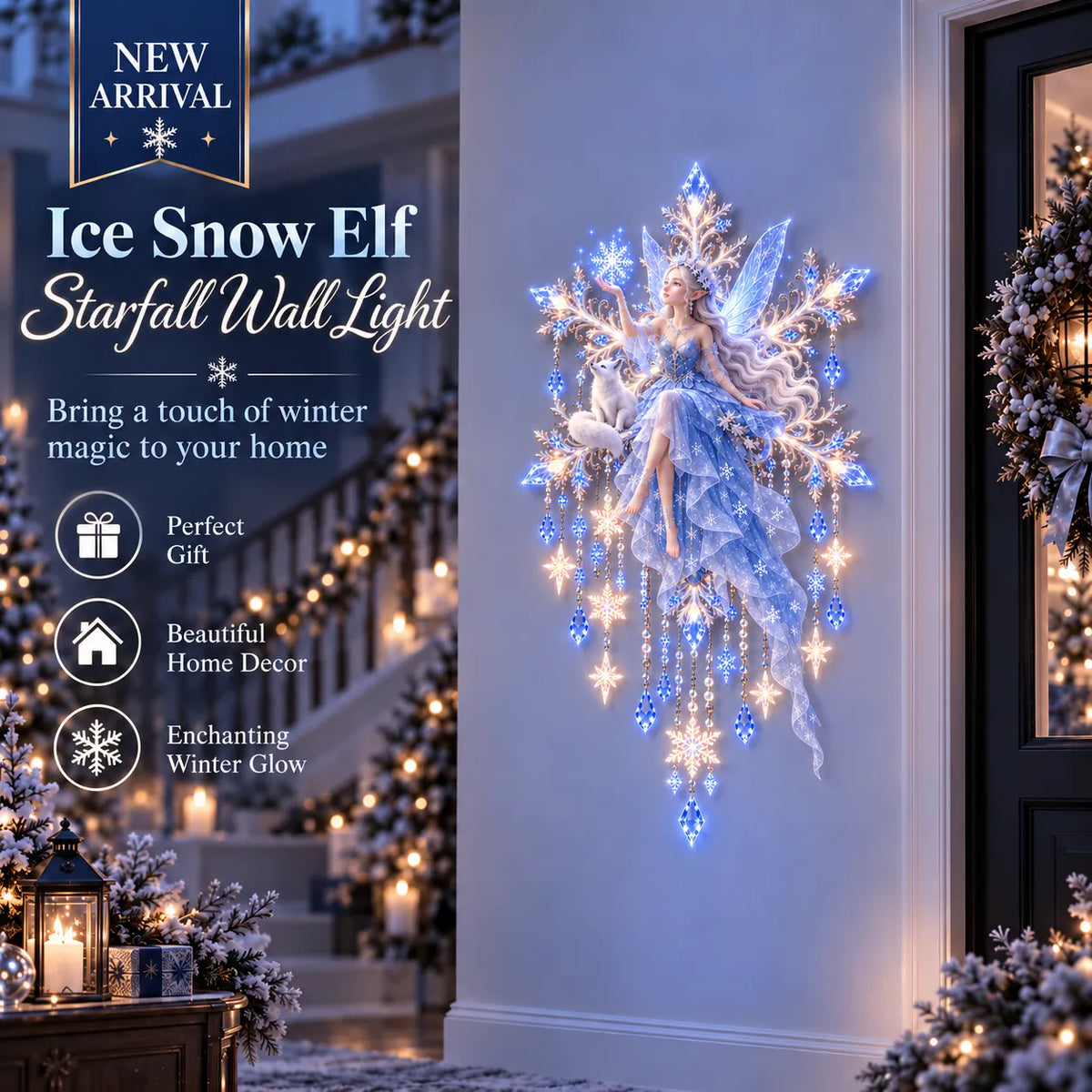 Free shipping——❄️Ice Snow Elf Starfall Wall Light
