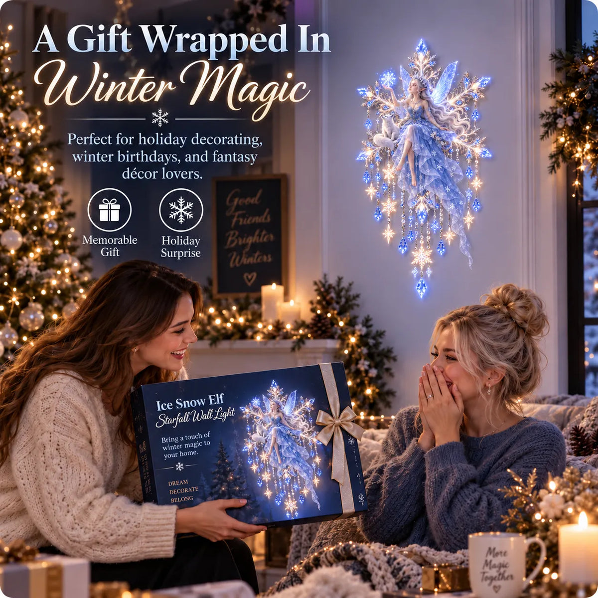 Free shipping——❄️Ice Snow Elf Starfall Wall Light