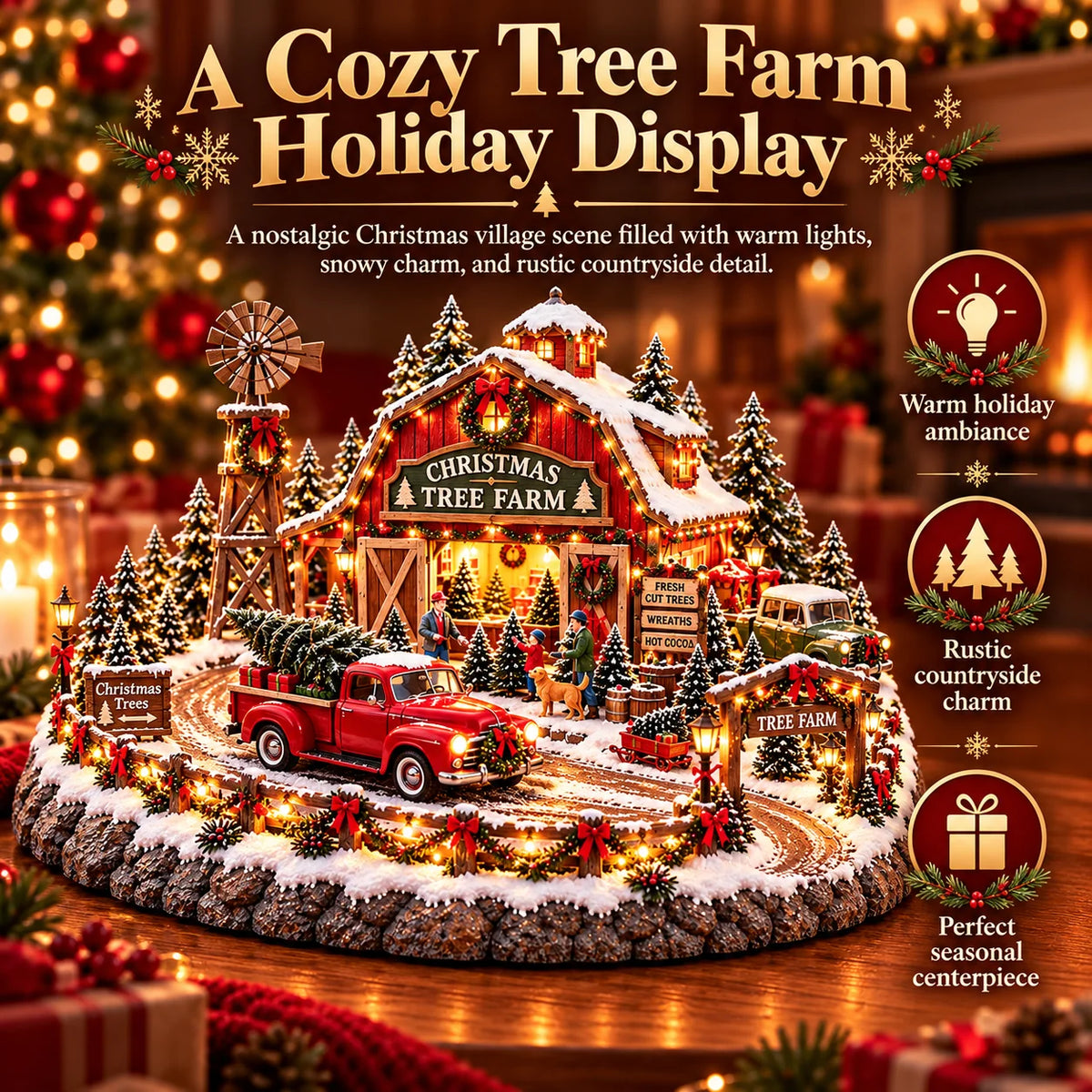 ✨🔥Last Day 49% OFF🔥🚗🎄 Christmas Classic Gas Station Village™ – Lighted Vintage American Gas Station with Classic Cars
