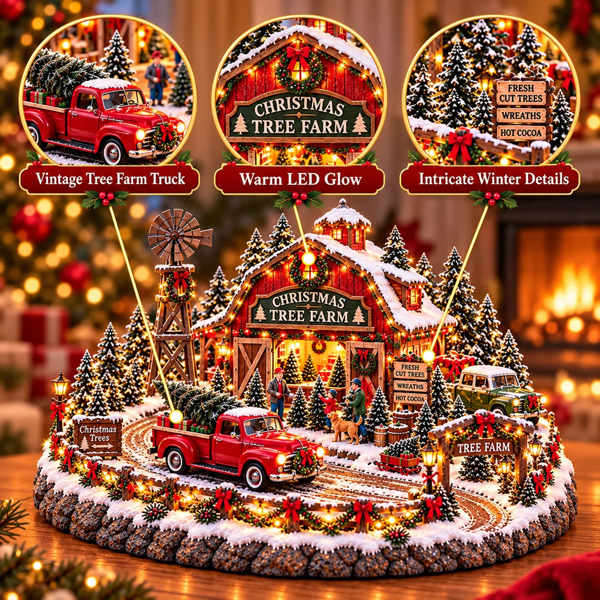 ✨🔥Last Day 49% OFF🔥🚗🎄 Christmas Classic Gas Station Village™ – Lighted Vintage American Gas Station with Classic Cars