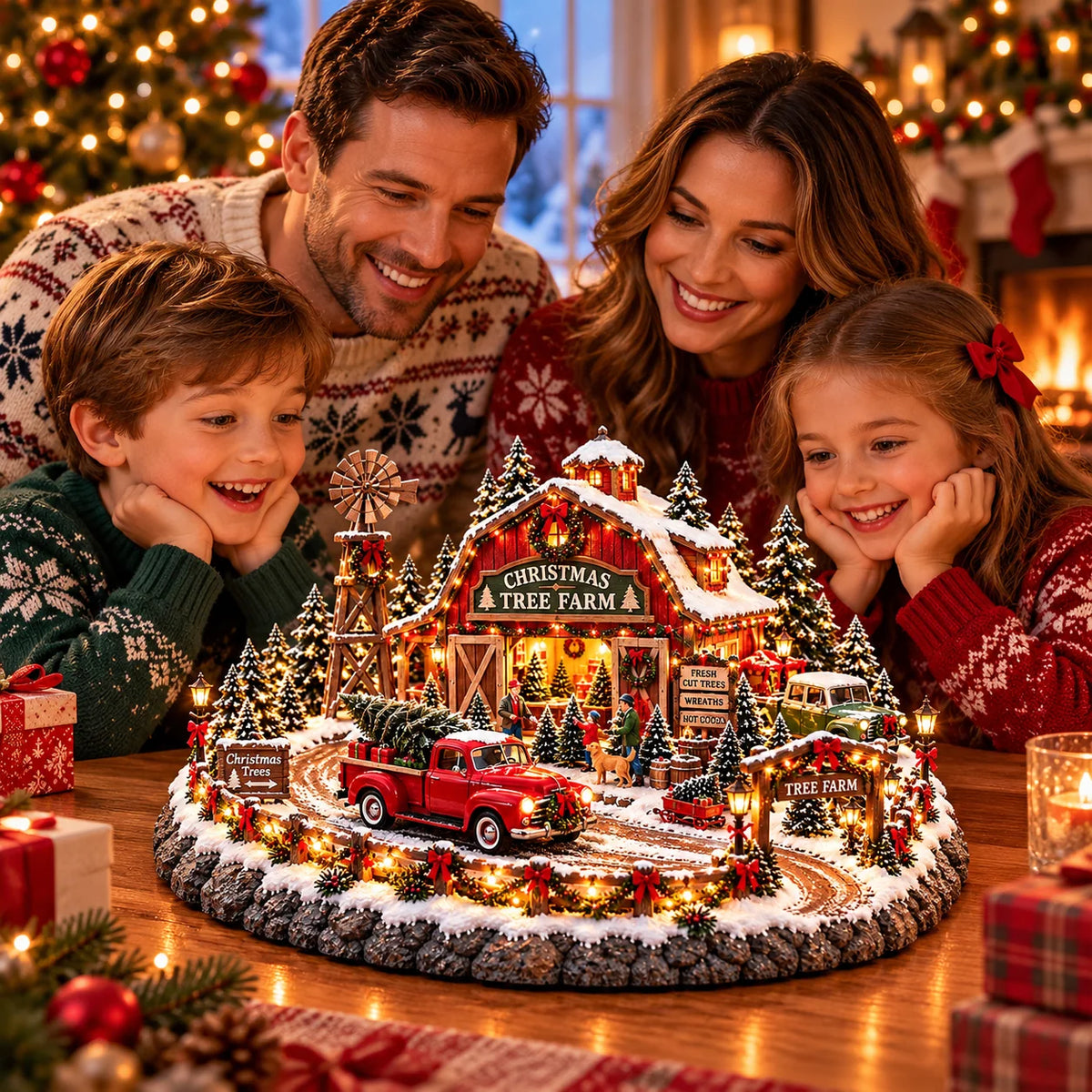 ✨🔥Last Day 49% OFF🔥🚗🎄 Christmas Classic Gas Station Village™ – Lighted Vintage American Gas Station with Classic Cars