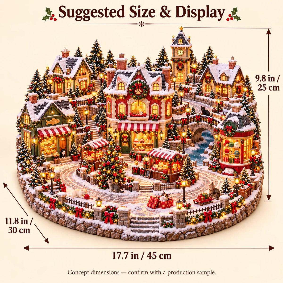 Christmas Cat Village 🐱🎄 – Lighted Cat Lover’s Holiday Scene 🌟🌟