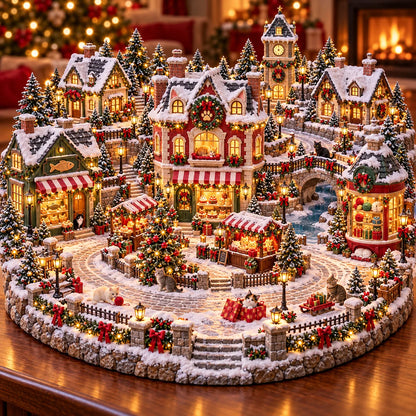 Christmas Cat Village 🐱🎄 – Lighted Cat Lover’s Holiday Scene 🌟🌟