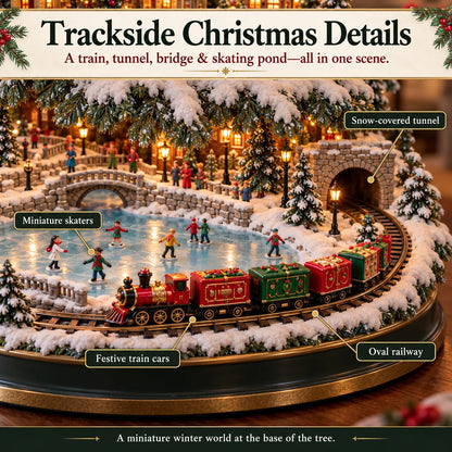 🎄 Lighted Christmas Village Tree with Train & Carousel🎄