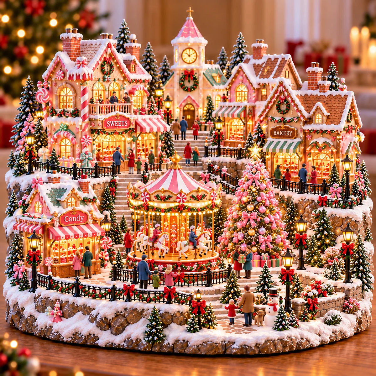 ✨ HOT SALE 49% OFF✨🎄"Candy-Bright" Christmas Market | Illuminated Miniature Christmas Town ✨