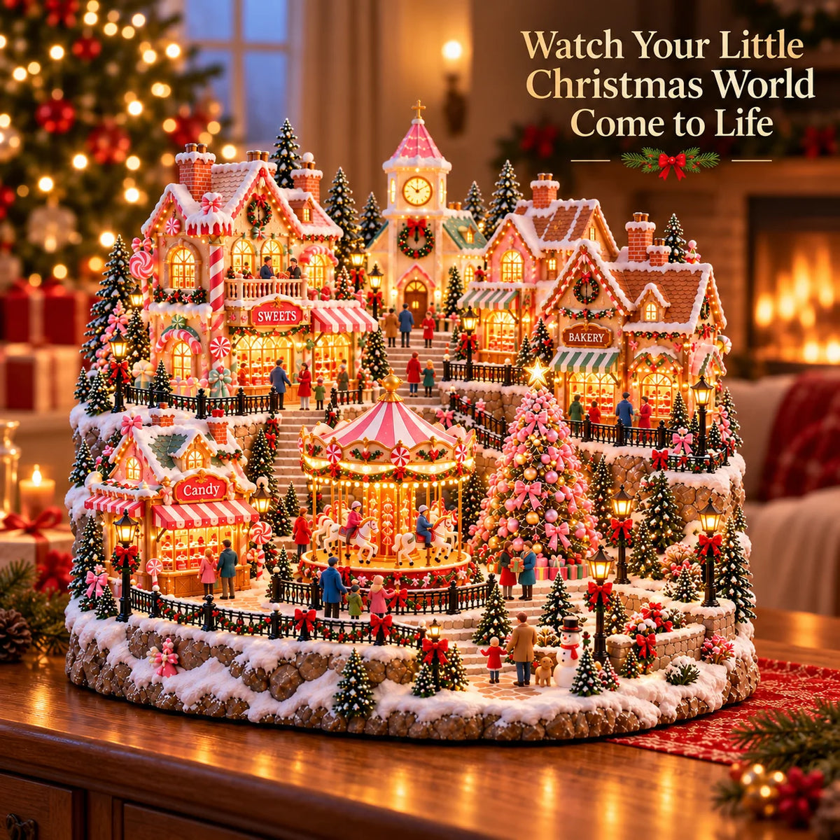 ✨ HOT SALE 49% OFF✨🎄"Candy-Bright" Christmas Market | Illuminated Miniature Christmas Town ✨