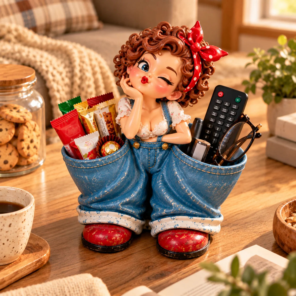 🌞 Retro Girl Multi-Purpose Organizer & Cute Home Decor