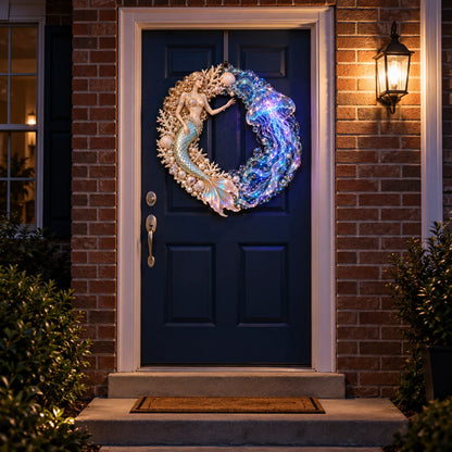 🌊 Ocean Enchantment – Lighted Mermaid & Jellyfish Wreath