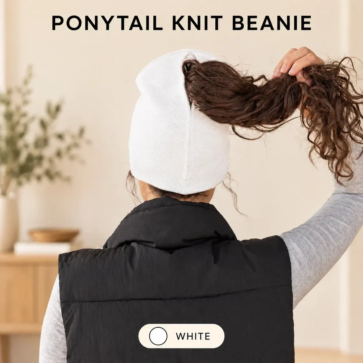 🧲 Women's Magnetic Ponytail Beanie – Hat with Magnetic Hair Opening for Ponytails, Buns & Braids