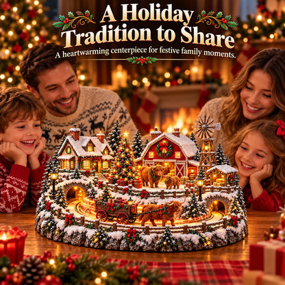 🐮 Highland Cow Christmas Farm Village – Lighted Farmhouse Holiday Scene