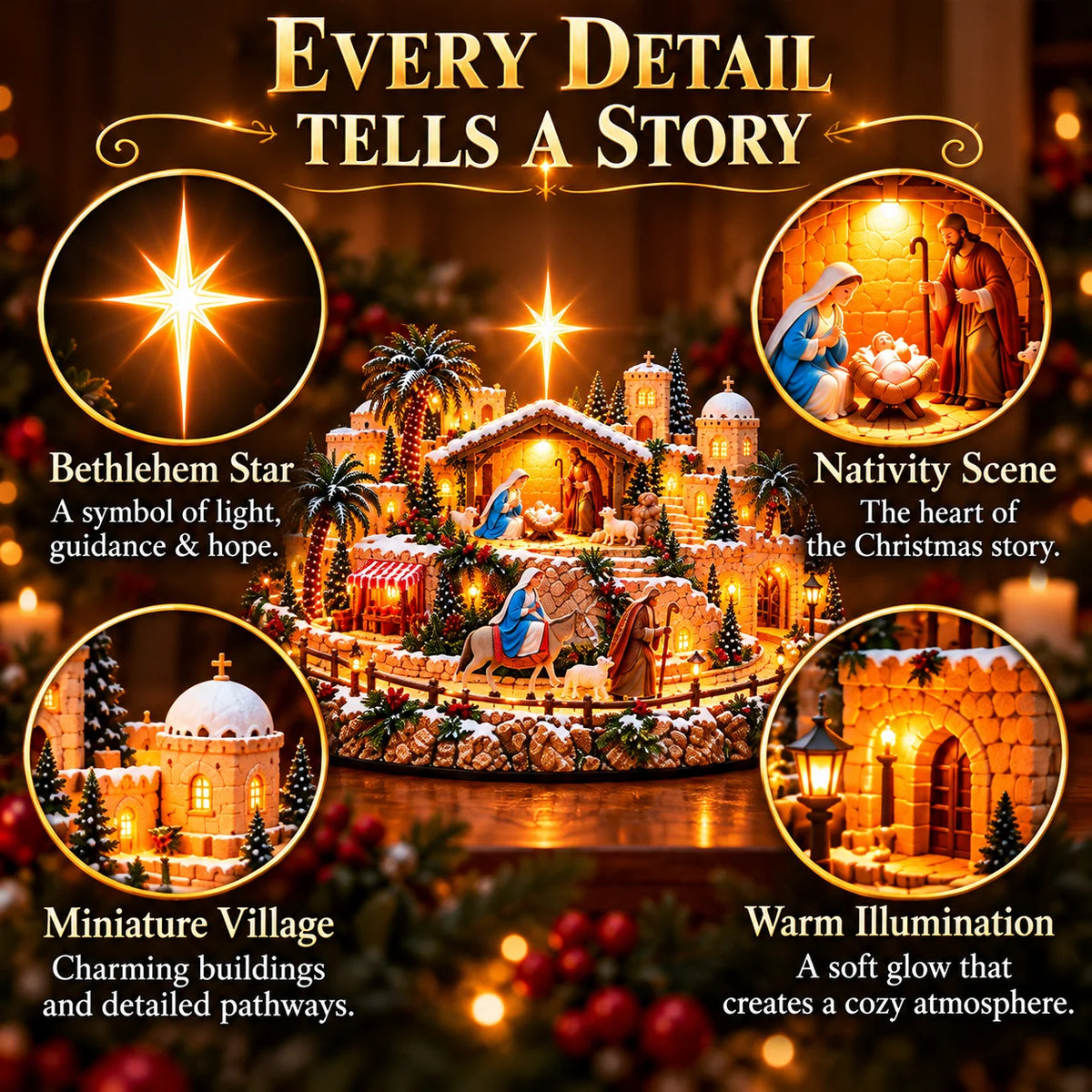 🌞 "Journey of the Star of Bethlehem™" Illuminated Village