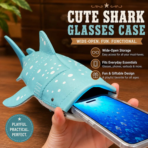🔥 🦈🌊Cute Shark Glasses Case | Shark-Shaped Storage Pouch For Everyday Essentials