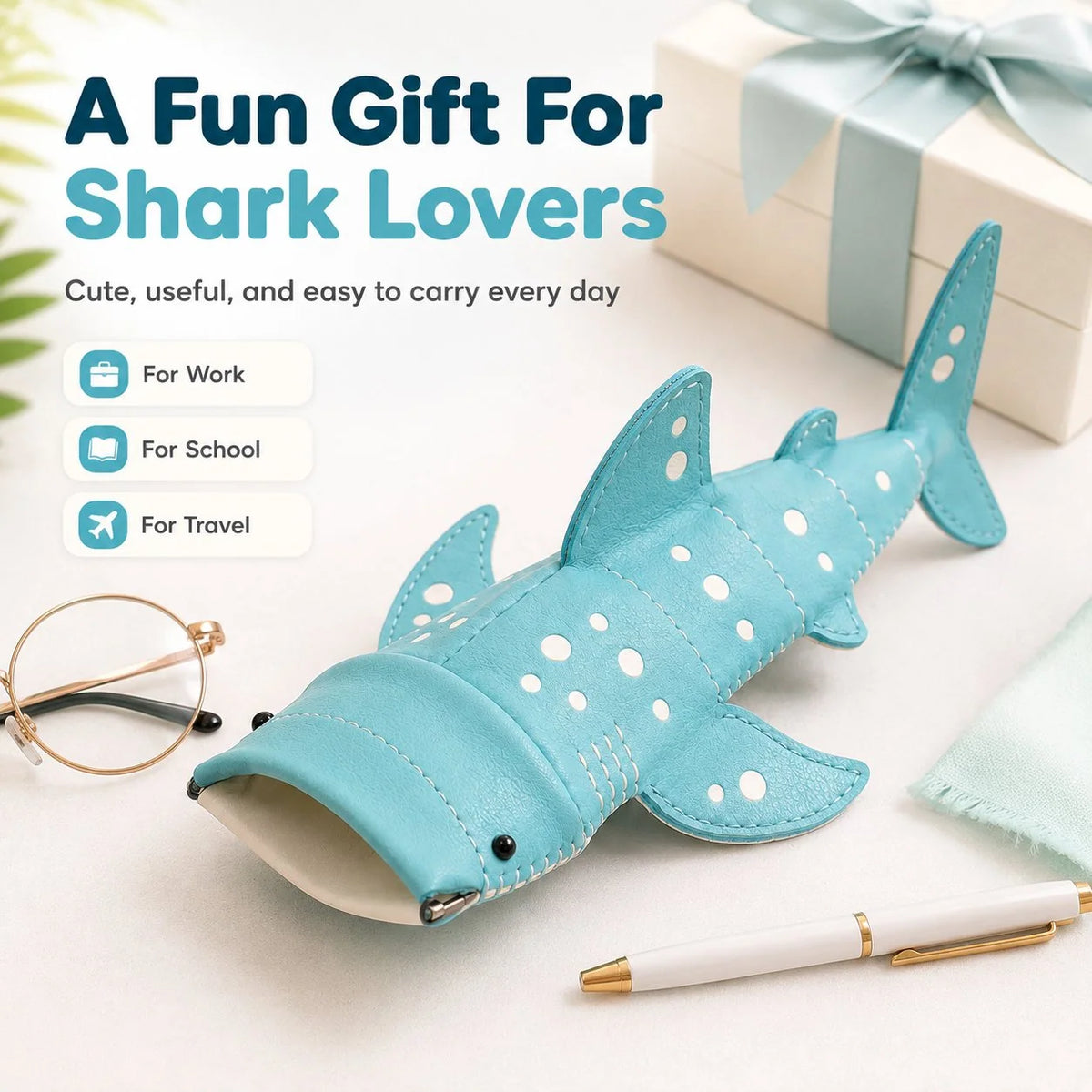 🔥 🦈🌊Cute Shark Glasses Case | Shark-Shaped Storage Pouch For Everyday Essentials