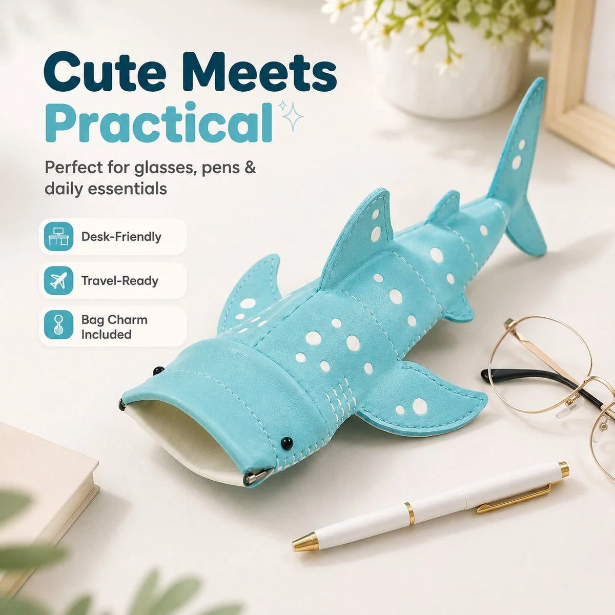 🔥 🦈🌊Cute Shark Glasses Case | Shark-Shaped Storage Pouch For Everyday Essentials
