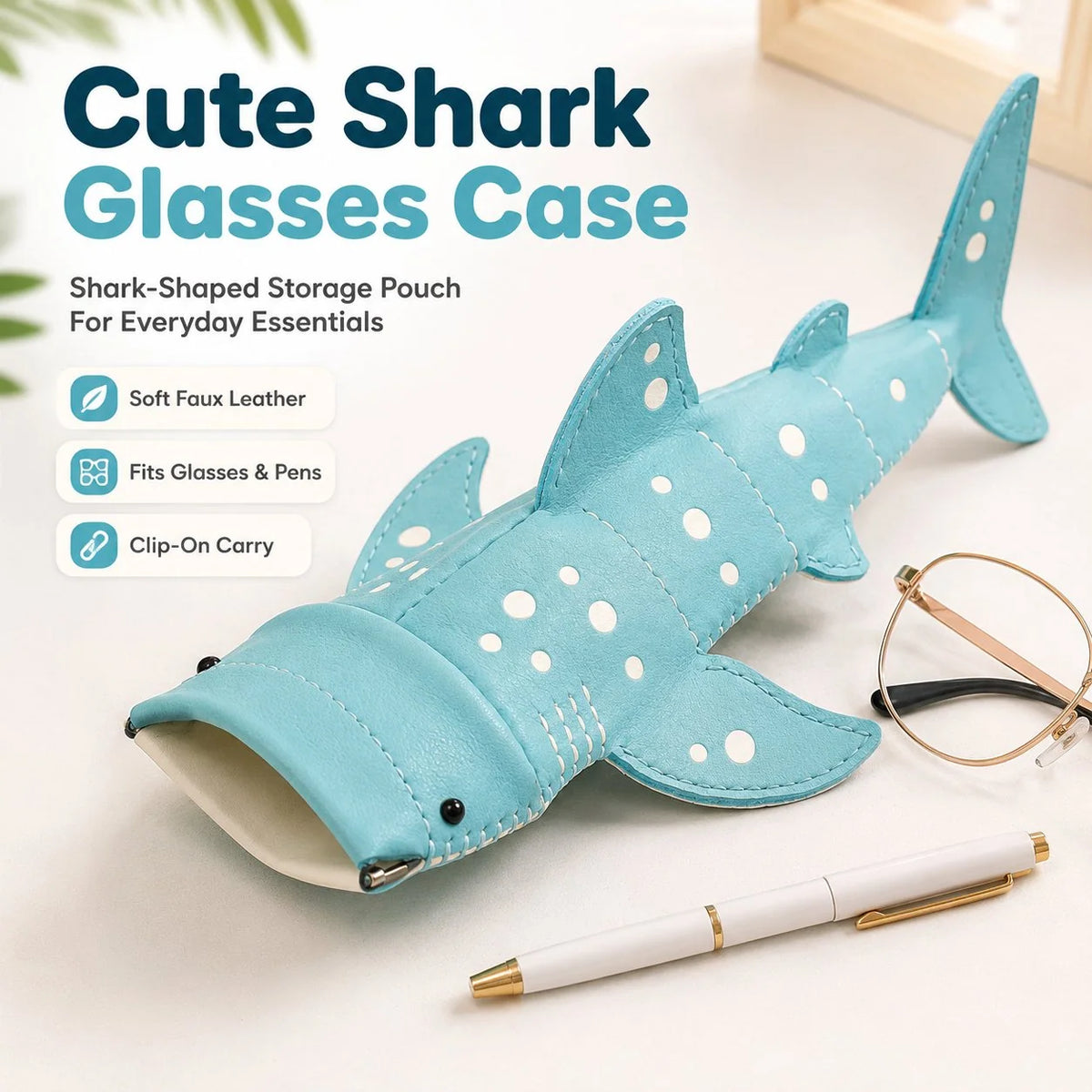 🔥 🦈🌊Cute Shark Glasses Case | Shark-Shaped Storage Pouch For Everyday Essentials