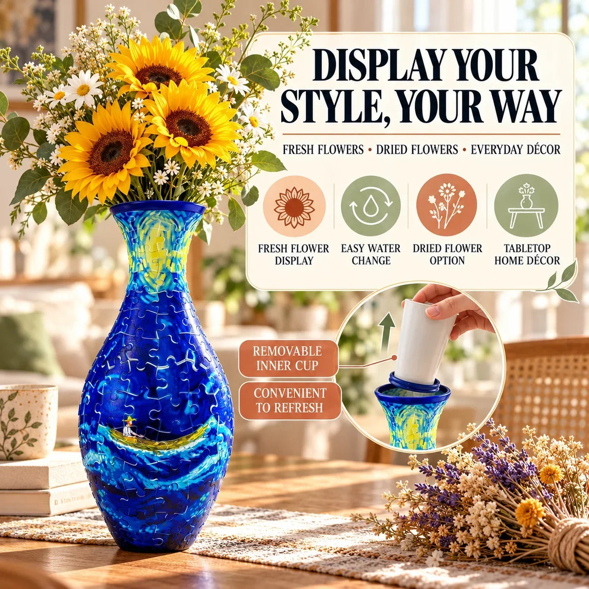 ✨🔥Hot Sale🔥 ✨ 3d Diy Puzzle Vase – 11 Creative Designs, Decorative Flower Vase & Craft Gift