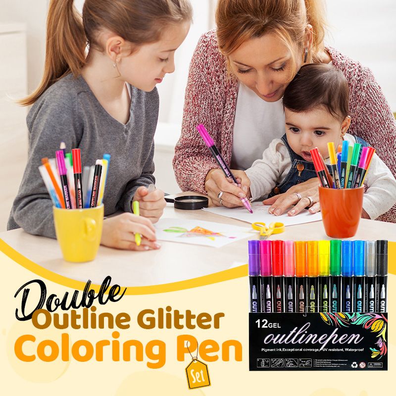 Outline Shimmer Markers, 36 & 48 Glitter Metallic Gel Pens for Coloring, Tween Teen Girl Christmas/Birthday Gifts Trendy Stuff,