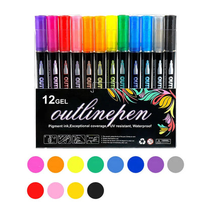 Outline Shimmer Markers, 36 & 48 Glitter Metallic Gel Pens for Coloring, Tween Teen Girl Christmas/Birthday Gifts Trendy Stuff,