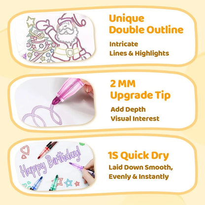 Outline Shimmer Markers, 36 & 48 Glitter Metallic Gel Pens for Coloring, Tween Teen Girl Christmas/Birthday Gifts Trendy Stuff,