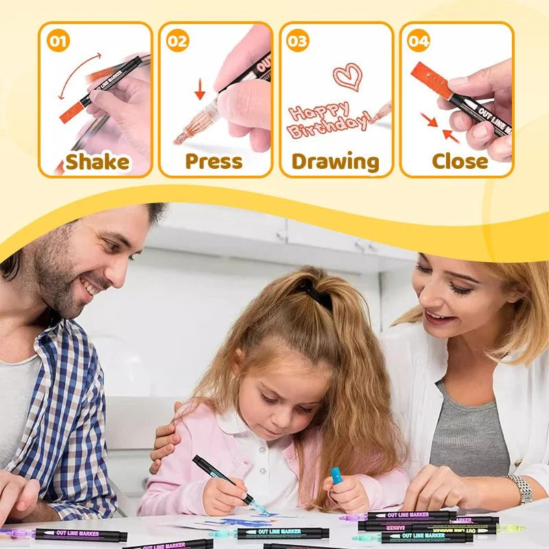 Outline Shimmer Markers, 36 & 48 Glitter Metallic Gel Pens for Coloring, Tween Teen Girl Christmas/Birthday Gifts Trendy Stuff,