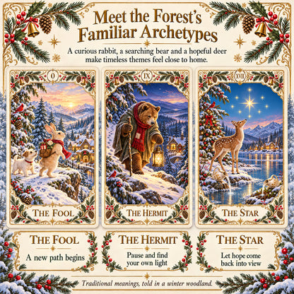 ⏳ Last Day 49% OFF – 🎄 Winter Woodland Tarot | Christmas Limited Edition with Cozy Forest Animals & Vintage Holiday Artwork ✨