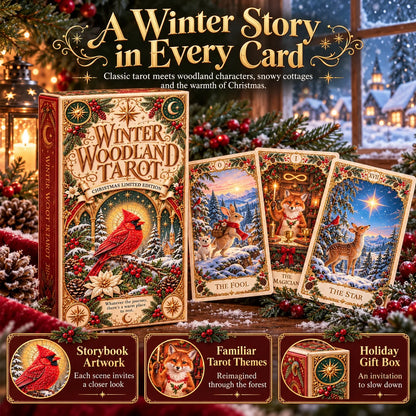 ⏳ Last Day 49% OFF – 🎄 Winter Woodland Tarot | Christmas Limited Edition with Cozy Forest Animals & Vintage Holiday Artwork ✨