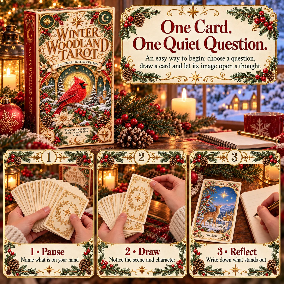 ⏳ Last Day 49% OFF – 🎄 Winter Woodland Tarot | Christmas Limited Edition with Cozy Forest Animals & Vintage Holiday Artwork ✨