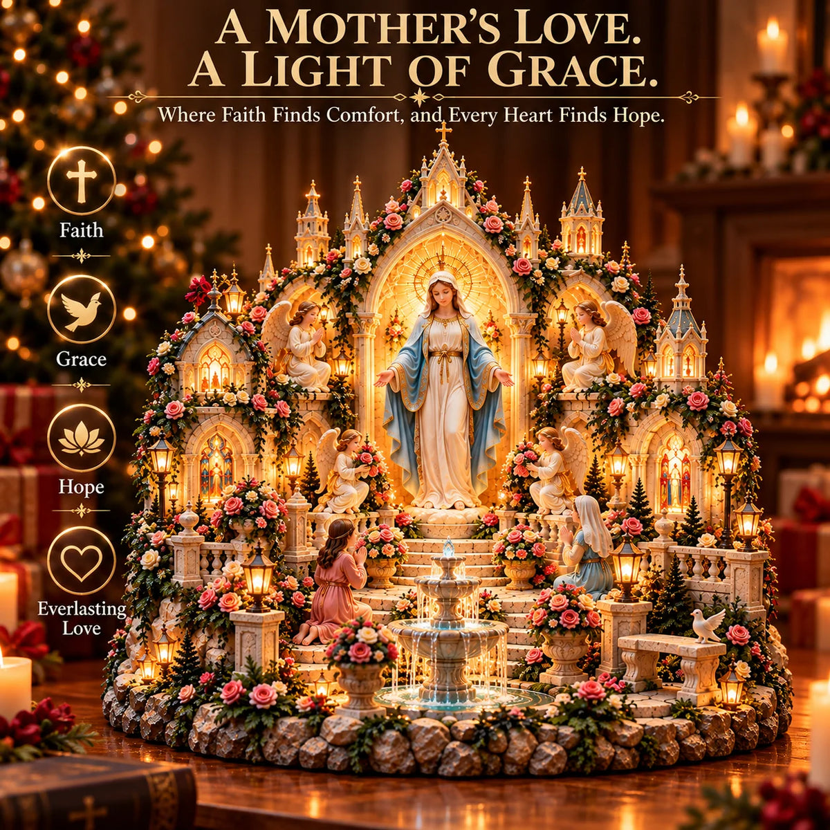 🌹 A Mother's Love, A Light of Grace ⭐⭐ Virgin Mary LED Sanctuary – Faith, Hope & Everlasting Love