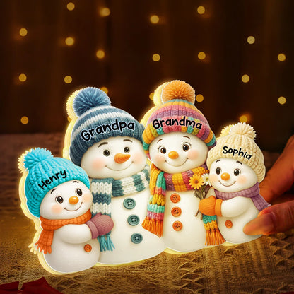 Snowman Grandma, Grandpa, Grandparents And Grandkids Personalized Light Box - Christmas Gift For Grandparents